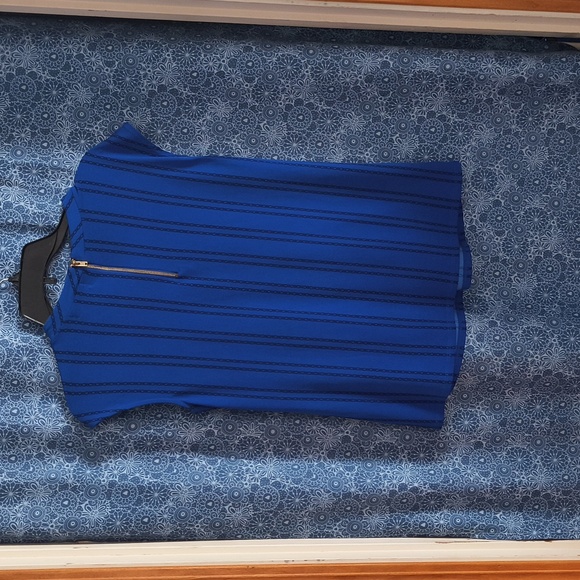 Calvin Klein Royal Blue Cap Sleeve Blouse - Picture 2 of 3